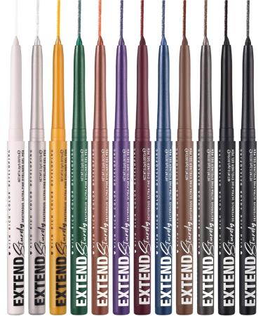 Eyeliner pens gel pencils | 12 waterproof eye colors long-lasting gel pens smudge-proof cosmetics for women - Buy Online on GoSupps.com