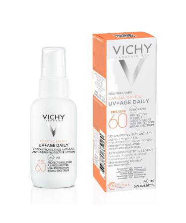 Vichy Capital Soleil Face and Body Sunscreen Lotion SPF 60 Broad Spectrum UVA-UVB Sun Protection Water & Sweat Resistant Lightweight Texture Hypoallergenic & Fragrance-Free. Dermatologist Tested UV AGE+ - Buy Online on GoSupps.com