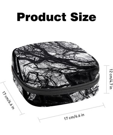 Black & White Branch Tree Women's Portable Period Bag | Napkin Storage Menstrual Cup Pocket & Breastfeeding Pillow Holder for Teens & Girls - Buy Online on GoSupps.com