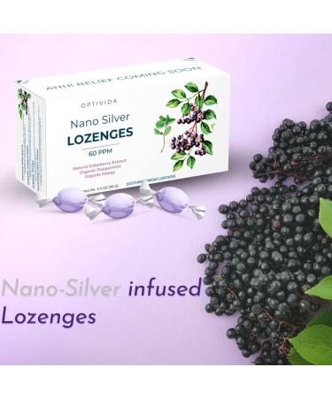 Optivida Health Colloidal Silver Lozenges 60PPM Elderberry with Vitamins | Sore Throat & Cough Relief | Immune Support | Fast-Acting Organic Elderberry & Zinc Cough Drops (1 Pack) - Buy Online on GoSupps.com