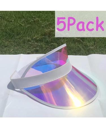 5 Pack Sun Visor Hats for Women - Clear Colorful Party Outdoor Sports Cap - Iridescent Pink - Buy Online on GoSupps.com