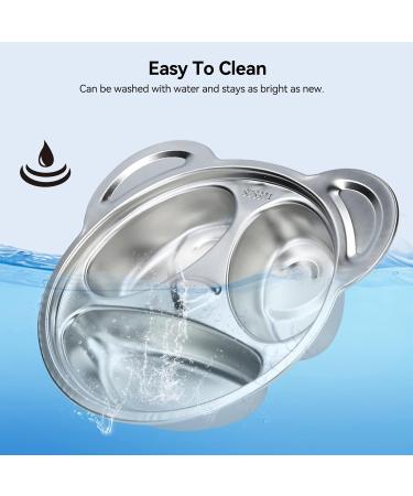 Divided Stainless Steel Children's Plates | 3-Part Baby & Toddler Plates - 22x19cm - Buy Online on GoSupps.com