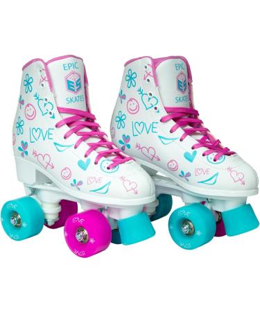 Epic Frost High-Top Quad Roller Skates w/ 2 Pairs of Laces - Children's US Kid 3/EU 18 (Pink & Blue) - Buy Online on GoSupps.com