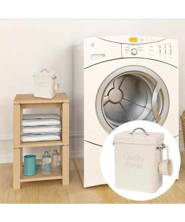 Washing Powder Bucket Laundry Detergent Powder Storage Tin Box Square Laundry Powder Storage Box Container Farmhouse Laundry Room Decor Beige - Buy Online on GoSupps.com