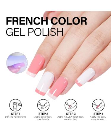 AILLSA Pink Gel Nail Polish Set - French Manicure UV Gel Starter Kit | Base & Top Coat Included - Light Baby Pink & Nude Soak Off | Perfect for DIY Nail Art & Salon Use - Buy Online on GoSupps.com