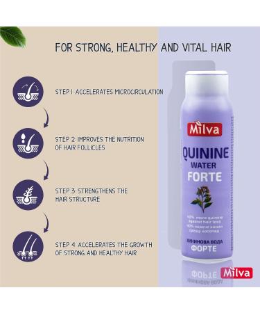 Quinine Water Hair Stimulant Forte - Helps Reduce Hair Loss and Promote Growth & Strength No-Rinse 100ml With an increased content of Quinine! by Milva - Buy Online on GoSupps.com