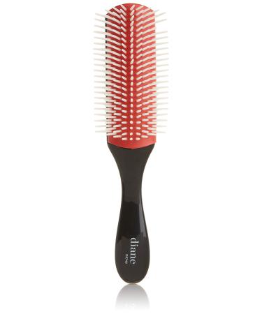 Diane 9-Row Professional Styling Brush, Nylon Pins for Thick or Curly Hair, Use with Wet Hair and Distributing Conditioner, Blowdrying, Black & Red, 1 Count (Pack of 1) Black/Red/White Professional Black/Red