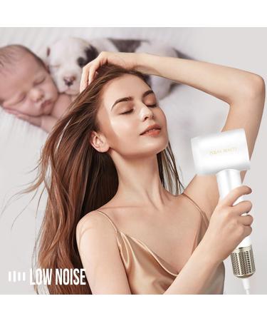 High-Speed Ionic Hair Dryer - 200 Million Negative Ions | 110 000 RPM Brushless Motor | Fast Drying & Low Noise | Magnetic Concentrator Nozzle (White) - Shop Internationally - Buy Online on GoSupps.com