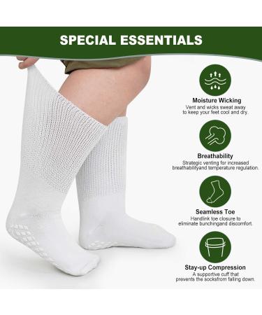 Diabetic Socks for Men & Women - Non-Binding Edema Crew Socks | Extra Wide Non-Slip Hospital Socks for Swollen Feet (3 Pairs Sizes 9-11 10-13 13-15) - Gray Large - Buy Online on GoSupps.com