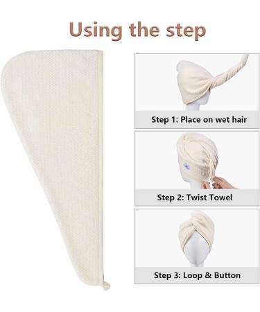 Super Absorbent Microfiber Towel for Women | 66 x 25.4 cm Fast Drying Hair Turban for Long Thick Curly Hair - Brown & White - Buy Online on GoSupps.com