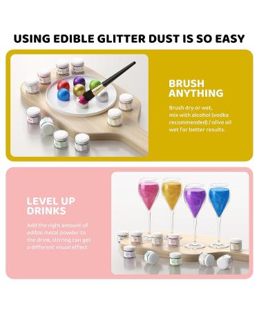 Edible Glitter Set - Red & Pink Powder for Drinks Cakes & Desserts (2x4g) | Tasteless Glitter for Cocktails Champagne & Chocolates - Buy Online on GoSupps.com