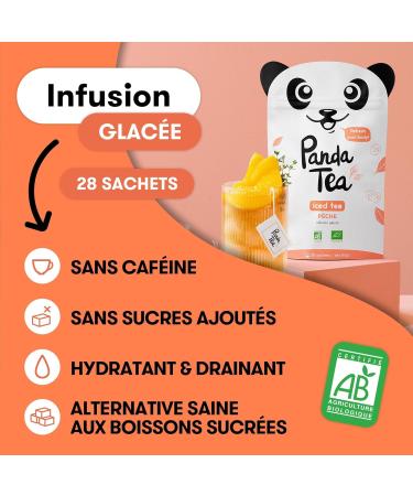 Panda Tea - Detox Ice Tea Ice Tea Cold Infusion - Peach Hibiscus Vanilla Flavor - Certified Organic - 28 Cotton Bags - G - Buy Online on GoSupps.com