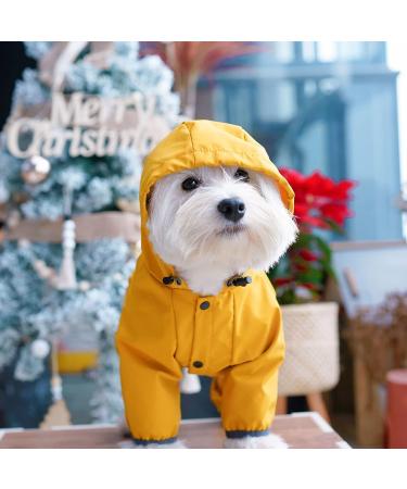 Mabawa Yellow Small Dog Raincoat with Hood & Leash Hole | Waterproof Reflective Rain Jacket for Small Dogs | Ideal for Outdoor Adventures & Walking - Buy Online on GoSupps.com