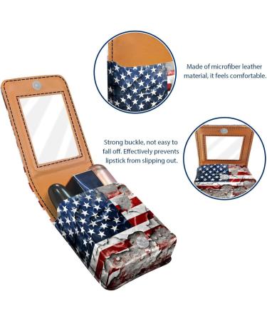 Buy Travel Lipstick Organizer Case | Portable Makeup Bag with Mirror | Vintage American Flag Design - Buy Online on GoSupps.com