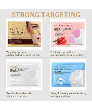  32 Pair 4 Flavors VEROA Under Eye Patches Set - Reduce Puffy Eye Bags Fine Lines Skincare Collagen Eye Patches Moisturizing Hydrating Brightening Hypoallergenic - Vegan Gold Eye Mask 4 Flavour - Buy Online on GoSupps.com