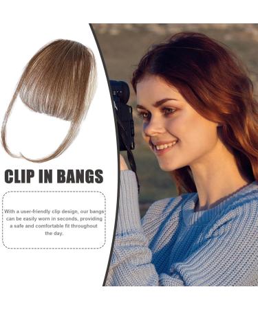 Bang Clip in Hair Extensions | French Bangs Clip on Hair Bangs Extensions - French Bangs Clip on Fake Fringe Stylish Natural Color Fringe Hairpieces for Girls Women brown - Buy Online on GoSupps.com