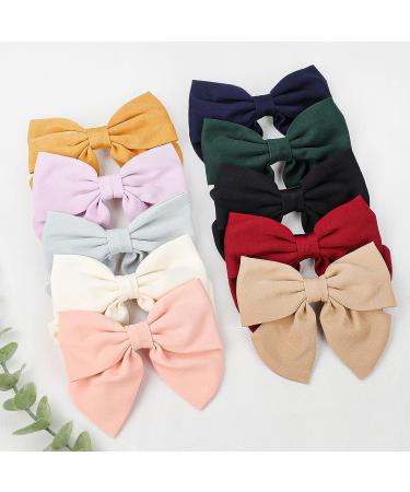8 Inch Big Hair Bows for Women & Girls - TOKUFAGU French Style Barrette Hair Clips - 10 Pack (12 Colors) - Buy Online on GoSupps.com
