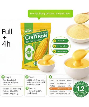 Poudre De Petit D jeuner Instantan e De Bouillie De Ma s Pure 20 Sachets Sans Sucre (600 G Au Total) Pr t En 30 Secondes Boisson De Remplacement De Repas - Buy Online on GoSupps.com