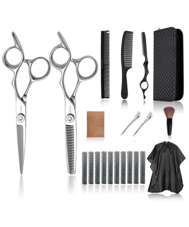 6 Inch Professional Hair Thinning and Cutting Shears Kit Hairdressing Scissors Cobalt Stainless Scissors Sharp Razor Edge Barber Hair Scissors Ergonomic Grip Design for Hair Salon or Home Use Cutting and Thining Scissors