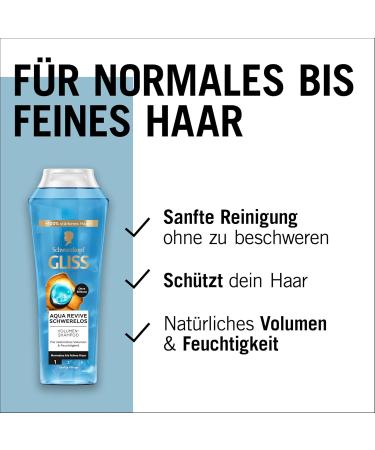  Gliss Kur Gliss Aqua Revive Shampoo (250ml) shampoo for normal to dry hair for an extra dose of hydration and healthy shine - Buy Online on GoSupps.com