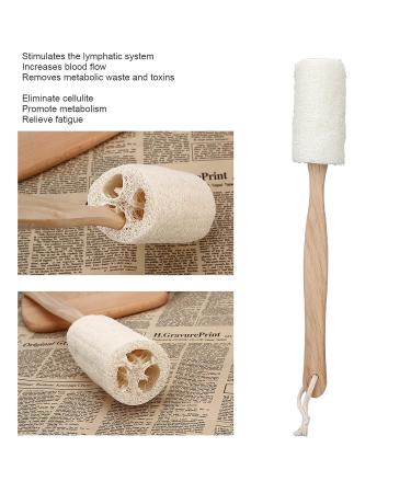 Exfoliating Loofah Bath Brush with Wooden Handle - Shower and Body Scrubber for Men and Women - Buy Online on GoSupps.com