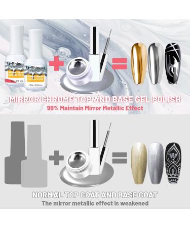 15ml No Wipe Top Coat for Metallic Gel Nail Polish - Create Mirror Chrome Effect Easy | Best Top Gel for Chrome Nails - Buy Online on GoSupps.com