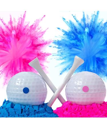 Gender Reveal Exploding Golf Balls - Boy or Girl Baby Revealing Party Supplies Exploding Powder Golf Balls 1 blue 1 pink