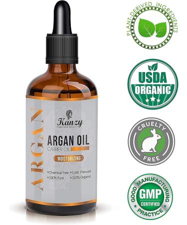 100% Pure Kanzy Argan Oil - Cold Pressed Vegan Anti-Aging Oil for Face Skin & Body | Moroccan Argan Oil in Recyclable Glass Bottle (100ml) - Buy Online on GoSupps.com