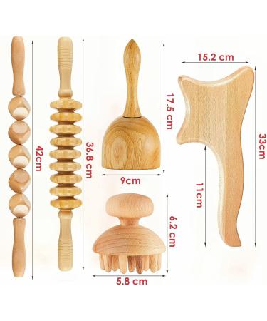 Uyoyous Maderotherapy Wood Massage Roller Set - 5 in 1 Back & Body Fascia Massage Tools for Ultimate Relaxation - Buy Online on GoSupps.com