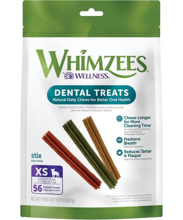 Whimzees Natural Grain Free Daily Dental Long Lasting Dog Treats | Stix (Extra Small Bag of 56) + Veggie Sausage (Small Bag of 28) - Buy Online on GoSupps.com