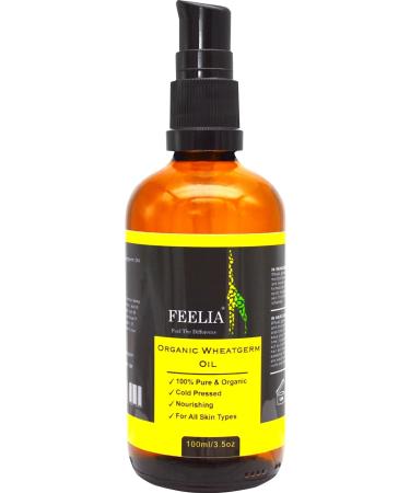 Feelia - Organic Wheatgerm Oil - Cold Pressed Rich in Vitamins E & A Nourishing & Moisturising 100% Pure & Organic (100ml) - Buy Online on GoSupps.com