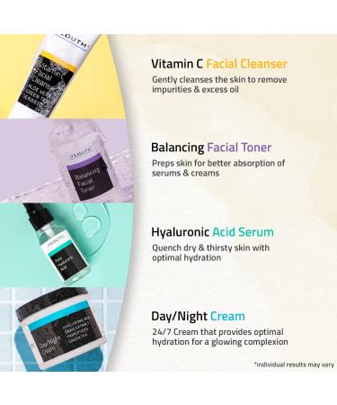 Teens Skincare Set - Vitamin C Cleanser, Toner, Hyaluronic Acid & Face Cream - Skin Care Gift Set by YEOUTH - Buy Online on GoSupps.com