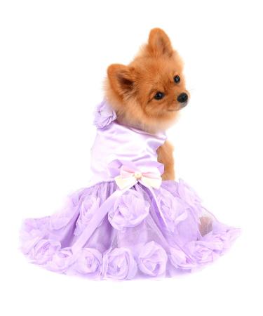 Paidful pet dress for small dogs cats girls summer luxury puppy wedding dress rose flower lace Tutu rock silky bowknot birthday party dress dog dress chihuahua clothing purple xs xs: back length: 16cm/6.0 " bust: 27cm/10.5" purple - Buy Online on GoSupps.com