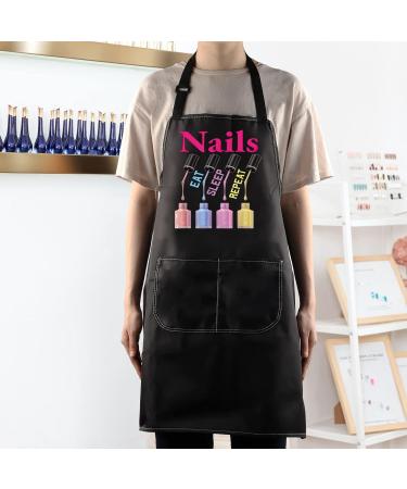 WZMPA Nail Technician Aprons Nail Artist Gifts Eat Sleep Nails Repeat Nail Tech Adjustable Apron For Nail Salons Nails Repeat Apron Medium - Buy Online on GoSupps.com