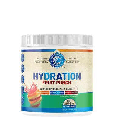 WHOLE WORLD WELLNESS Premium Hydration Fruit Punch Powder | Immune & Mineral Support | 5 Vitamins + 7 Minerals | Hydration Supplemengt Drink | Dairy Free & Non-GMO| 60 Servings. Made in The USA.