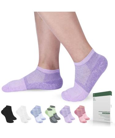 Bulinlulu Diabetic Socks Women&Men-6 Pairs Bamboo Non Binding Diabetic Ankle Low Cut Socks Medium Bright Colors Low Cut Diabetic Socks-6 Pairs
