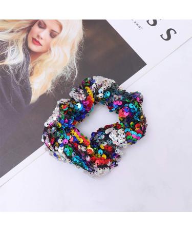 Amosfun Hair Scrunchies Sparkly Sequins Ponytail Holders Mermaid Hair Bands Hair Rope for Women Colorful - Buy Online on GoSupps.com