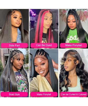 22 Inch Straight Human Hair Lace Front Wig | HD Transparent Lace Frontal Wig with Baby Hair | Pre Plucked & Glueless | Natural Color - Buy Online on GoSupps.com