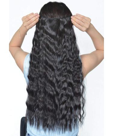 SEGO hair extension clip in extensions 1 tress 5 clips hair part corn wavy hair seal synthetic hair like real hair wavy natural black 10 inch/25.5 cm-12 cm natural black