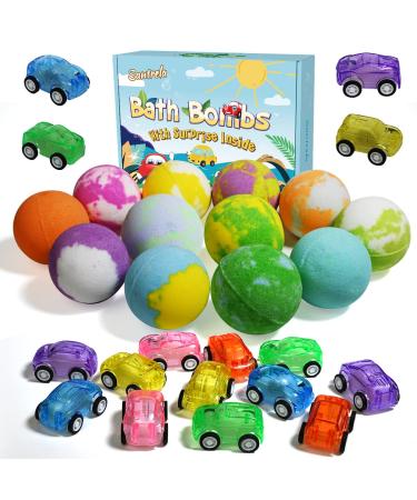 Bath Bombs for Kids with Surprise Toys Inside  12 Cars Bath Bombs Gift Set for Easter Egg Halloween Christmas with Pull-Back Car Inside  Bubble Kids Bath Fizzies Ball Birthday Gifts for Boys  Girls Green