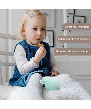 Mengdababy Snack Cups for Toddlers - 100% Food Grade Silicone - BPA Free - Square Snack Catcher with Lid - Blue Green - 7oz - Buy Online on GoSupps.com
