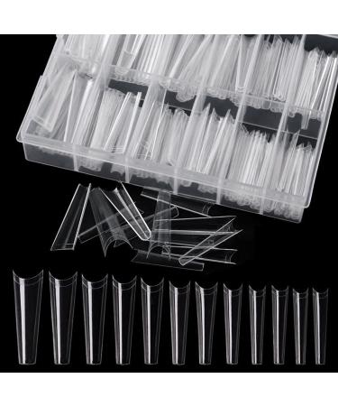 240 pieces french extra long stiletto nail tip ballerina extends wrong nails - artificial fingernails artificial nails nails for diy nail art and nail studio - transparent #1