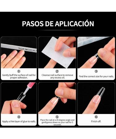 TOMICCA Clear Coffin Nail Tips 500pcs - Long Full Cover Acrylic Fake Nails | Ballerina Style in 10 Sizes for Nail Extension - Ideal for Salons and DIY Nail Art - Buy Online on GoSupps.com