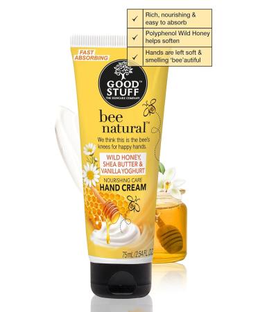 Good Stuff Bee Natural Hand Cream - Nourishing Dry Skin with Wild Honey & Shea Butter | 2.5 Fl Oz - International Shipping Available - Buy Online on GoSupps.com
