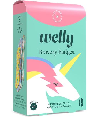 Welly Bandages Refill Pack - Unicorn Adhesive Flexible Fabric Bravery Badges - 24 Count (Pack of 4) for Kids | International Shipping Available - Buy Online on GoSupps.com