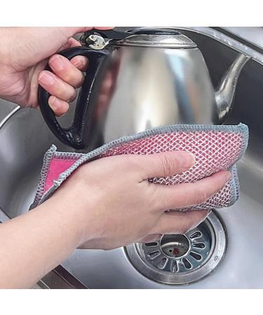 Thickened Silver Wire Cleaning Clot Silver Wire Mesh Knit Cleaning Cloth Non-Scratch Kitchen Mesh Dishcloth for Kitchen Cleaning (Pink 12PCS) Pink 12PCS - Buy Online on GoSupps.com