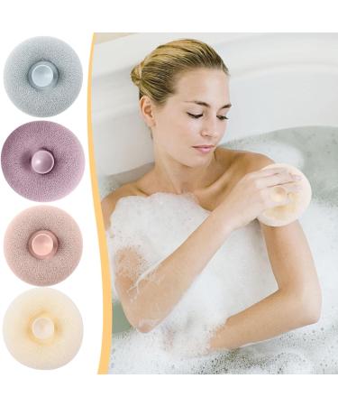 Exfoliating Bath Loofah Sponge with Suction Cup | Spa Pouf Shower Scrubber for Deep Cleaning | Body Dead Skin Remover | Rubbing Ball for Men and Women - Blue - Buy Online on GoSupps.com