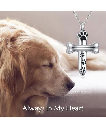 VONALA DOLA 925 Sterling Silver Ash Necklace | Memorial Jewelry for Dog & Cat Lovers | Pet Paw & Cross Souvenir Gift - Buy Online on GoSupps.com