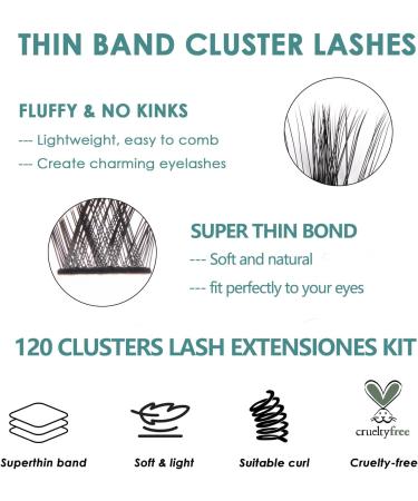 SISILILY Lash Extension Kit - 120 Cluster DIY False Eyelashes with Bond, Seal, Glue, and Tweezers - C D Curl 10/12/14/15/16mm - Buy Online on GoSupps.com