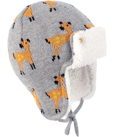 Kids Winter Beanie Hat with Animals Earflap, Fleece Lining - Deer Design, 2-4 Years - Buy Online on GoSupps.com